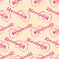 Vector illustration.Seamless bright pattern in the form of a musical instrument a guitar. Royalty Free Stock Photo